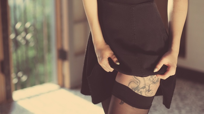 model, Melissa Clarke, stockings, tattoo, lingerie, girl