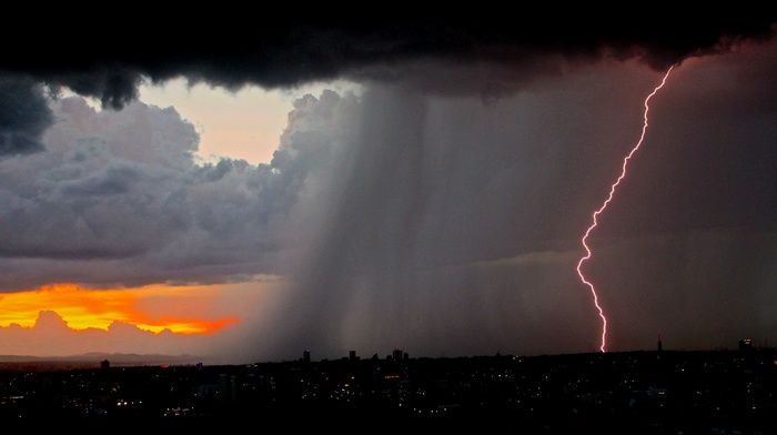 lightning, nature, rain