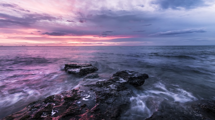 sea, sunset, nature