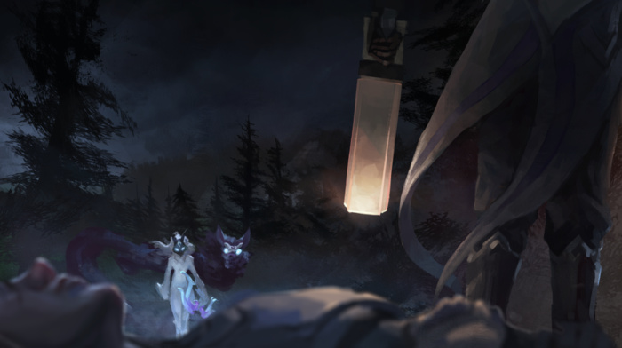 wolf, lamb, Kindred, Lucian League of Legends, Lucian, Kindred League of Legends, forest, bow, gun, League of Legends