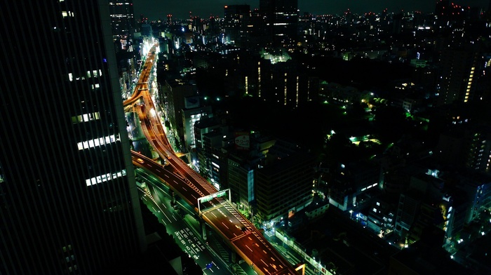 building, lights, urban, Tokyo, city, photography, cityscape, night, street, Japan, highway