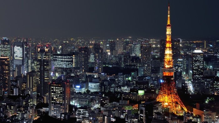 Tokyo Tower, cityscape, Japan, city, night, urban, building, lights, Tokyo, photography