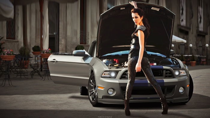 girl with cars, Sati Kazanova, Shelby GT500 Super Snake, car, girl
