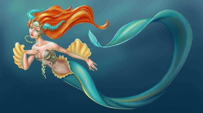 fantasy art, girl, mermaids