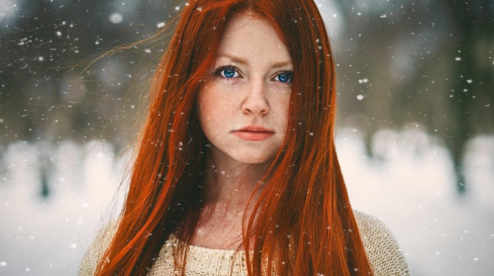 girl outdoors, face, model, girl, redhead