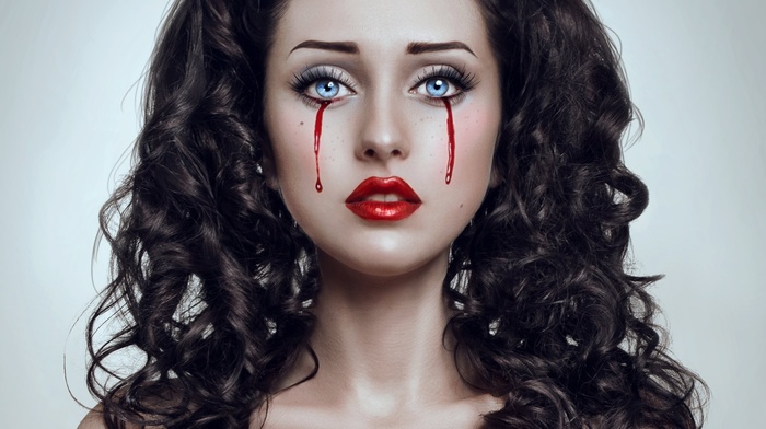 blood, Lubov Pabat, bloody tears, girl, face, eyes