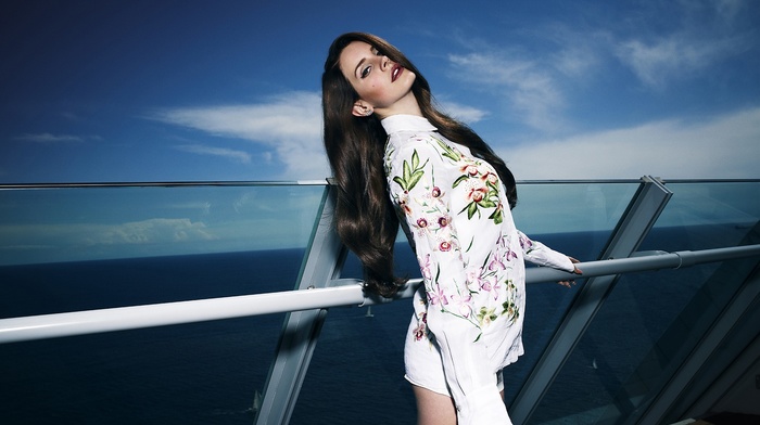 singer, girl, celebrity, brunette, Lana Del Rey, balcony