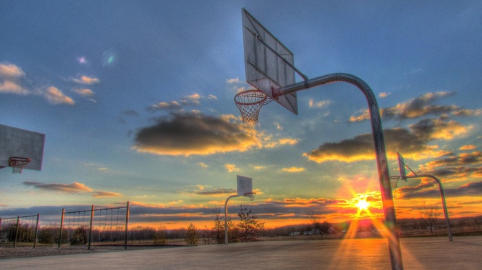 basketball court, sport, sports, sunset, basketball