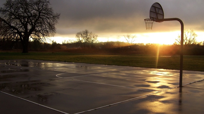 sports, sport, basketball court, sunset, basketball
