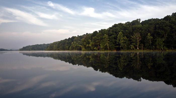 lake, trees, reflection, landscape