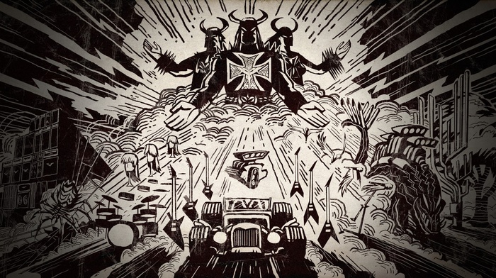 monochrome, drawing, Brutal Legend