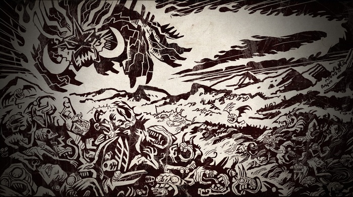 drawing, monochrome, Brutal Legend