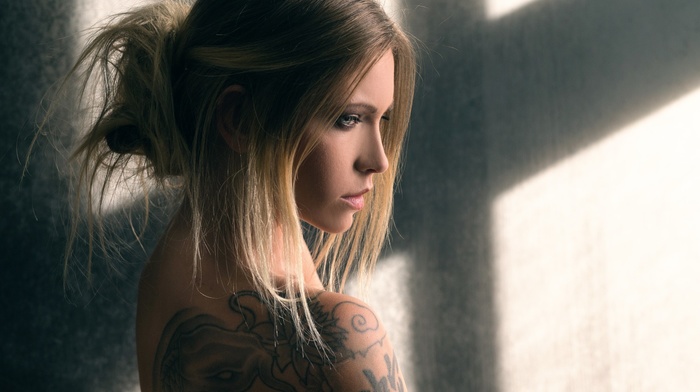 tattoo, girl, model, face