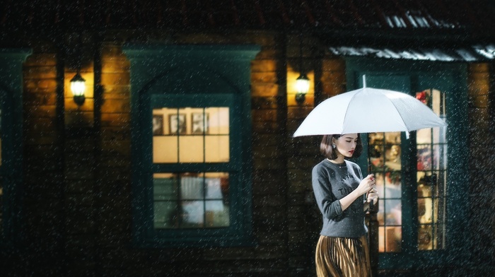 umbrella, girl, model