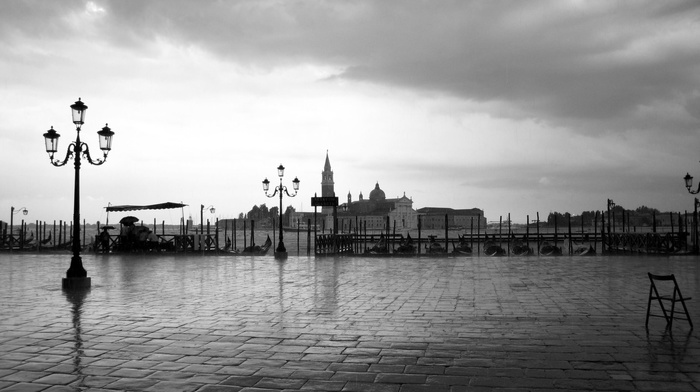 water, building, monochrome, photography, rain, Venice, city