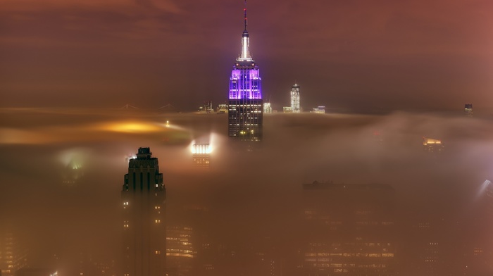 urban, skyscraper, landscape, photography, New York City, mist, empire state building, building, cityscape, city