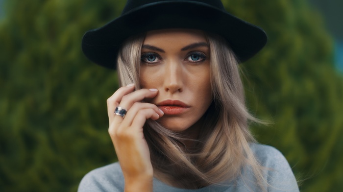face, model, portrait, girl, hat, blonde