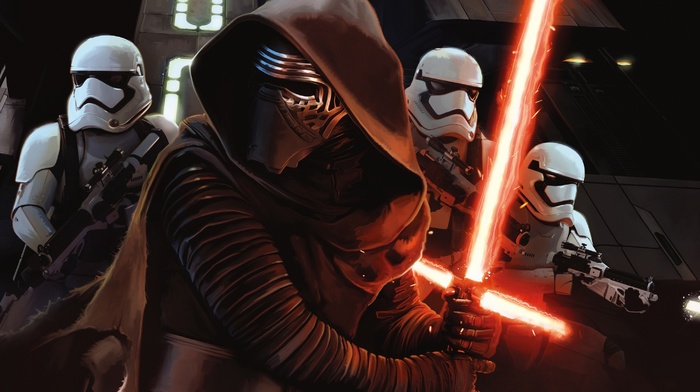 stormtrooper, Kylo Ren, artwork, Star Wars The Force Awakens