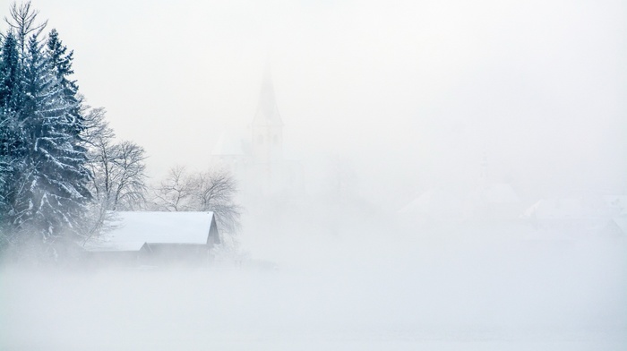 snow, mist, landscape, winter