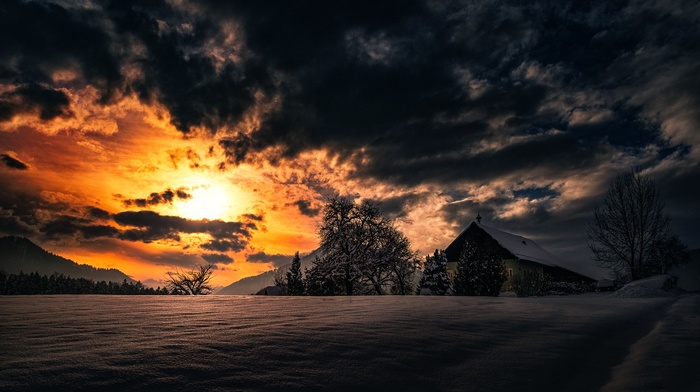 winter, landscape, nature