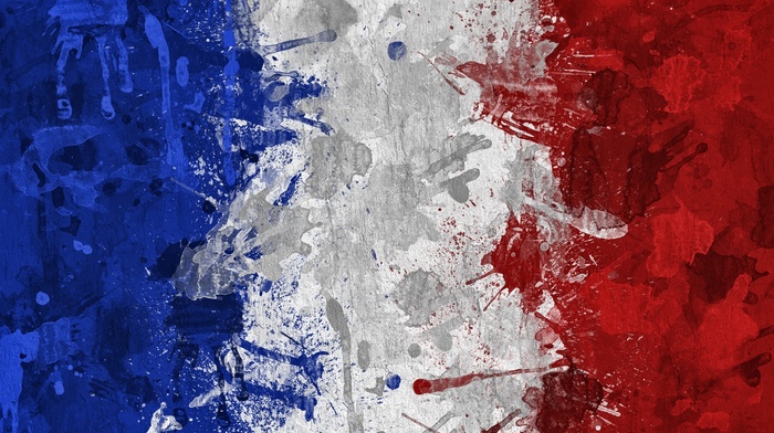 France, flag, artwork, blue, red, painting, Flag French, white