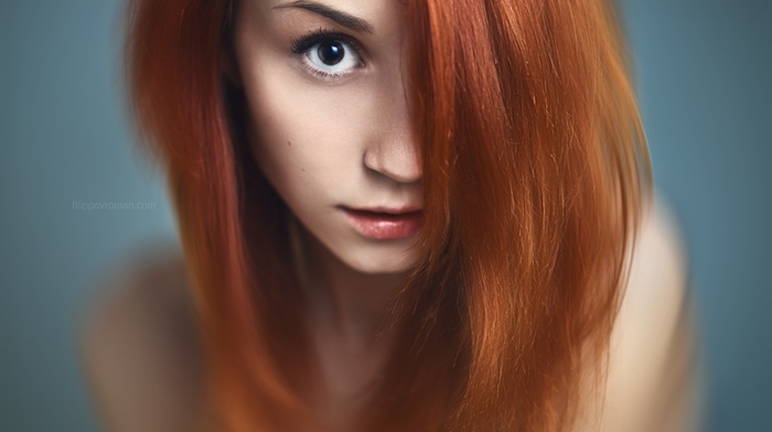 girl, dark eyes, redhead