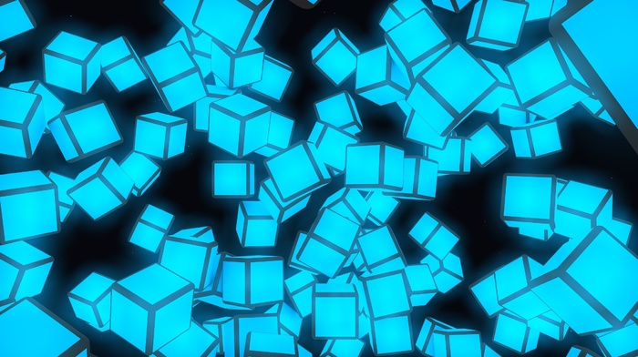 cubic, cube, minimalism, 3D, night, glowing