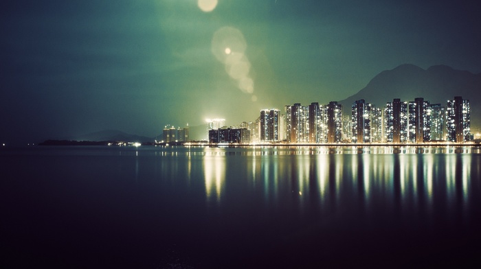 landscape, photography, water, city, sea, urban, lights, night