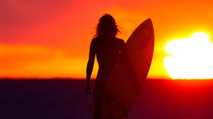 girl, Sun, surfing