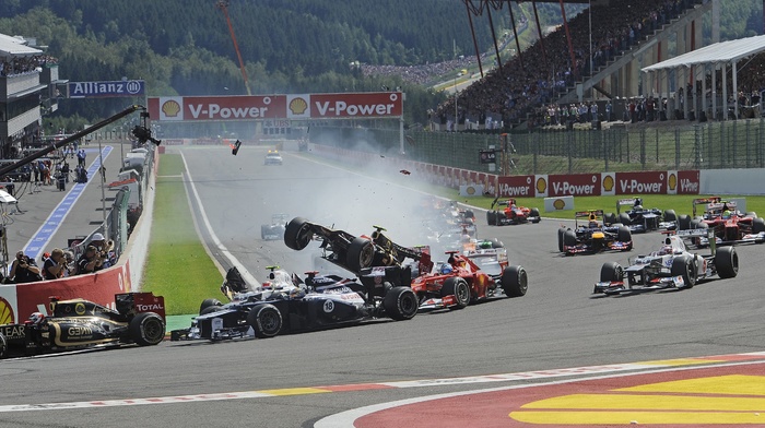race tracks, Formula 1, car, crash