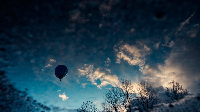 clouds, sky, hot air balloons