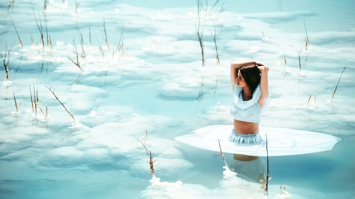 girl, model, water