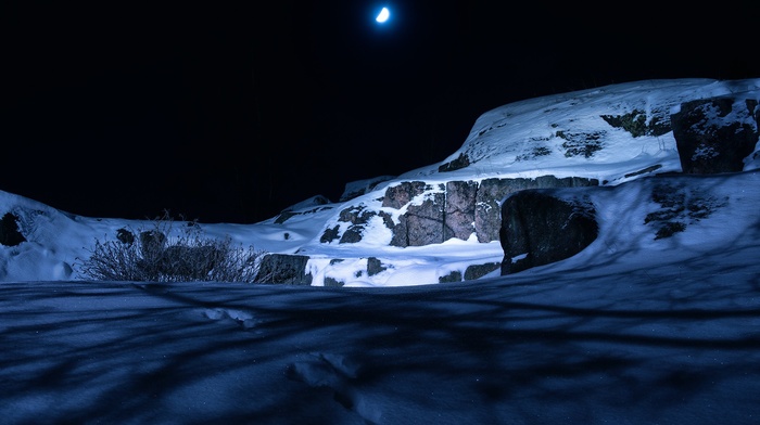 ice, winter, night, landscape