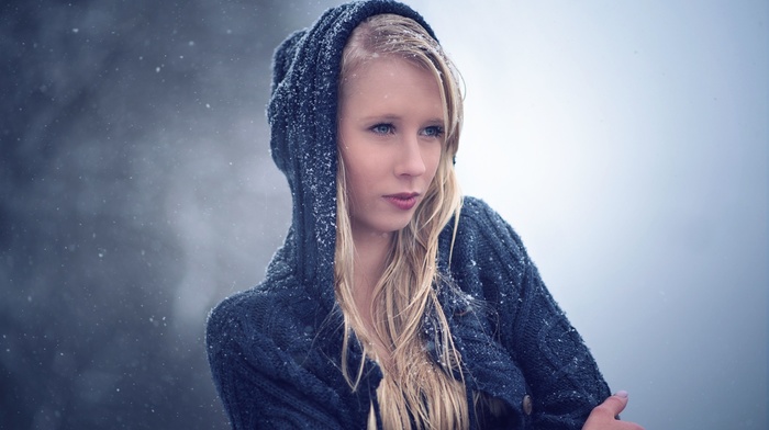 blonde, girl outdoors, girl, model, snow, winter