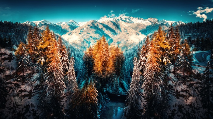 mountains, snow, winter, nature, landscape