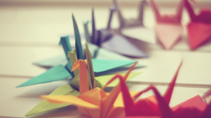 colorful, origami, photography, paper cranes