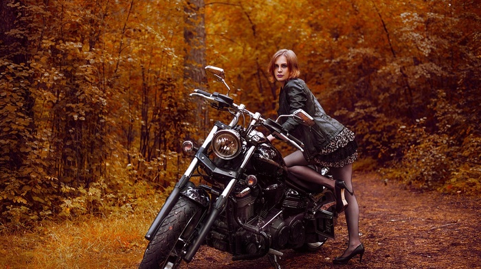 girl, motorcycle, vehicle, model