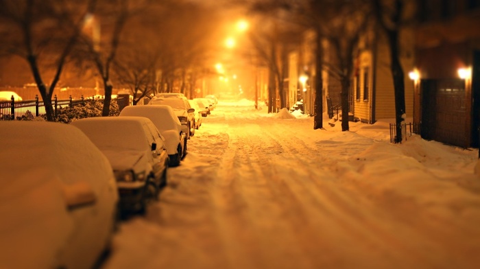 lights, night, winter, house, photography, urban, snow, street
