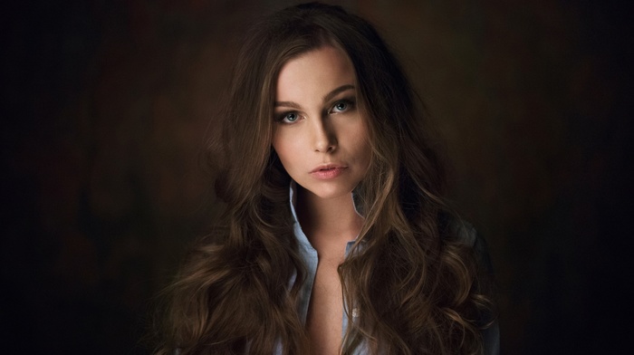 simple background, Maxim Maximov, girl, Natasha Grishchenko, long hair, model, face, portrait