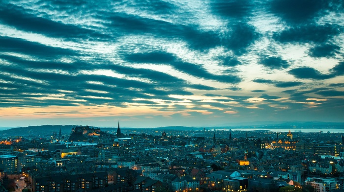 clouds, UK, Scotland, street, Edinburgh, city, cityscape