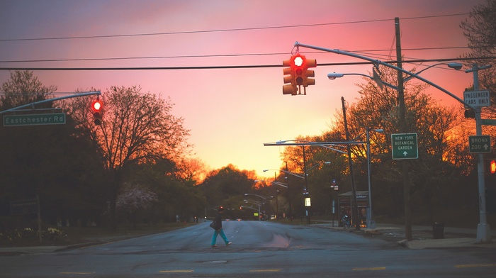 street, sunset, New York City