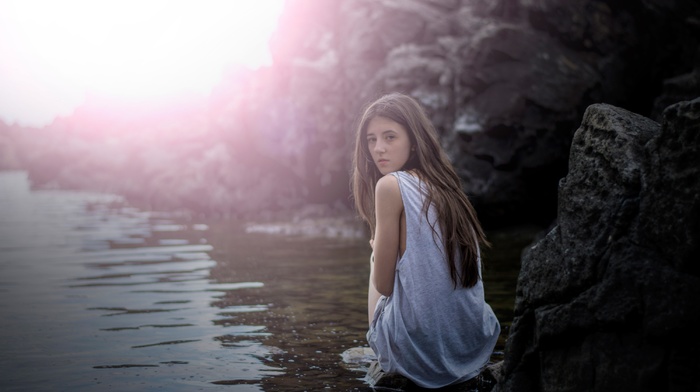 girl, girl outdoors, model, water