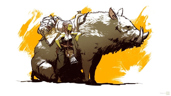 fantasy art, boars, digital art