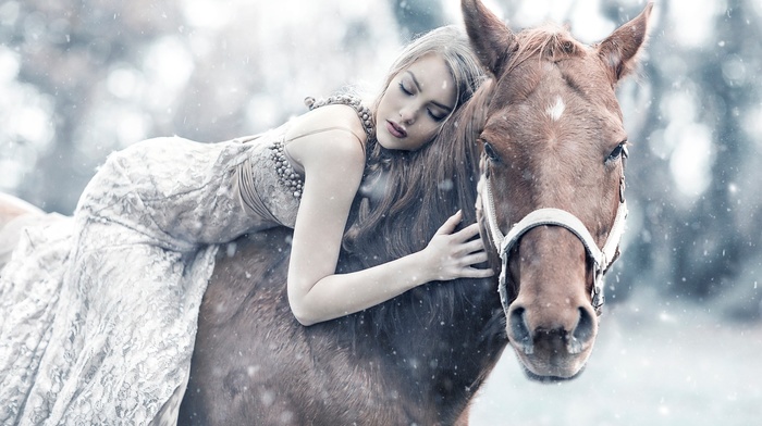 horse, animals, model, girl