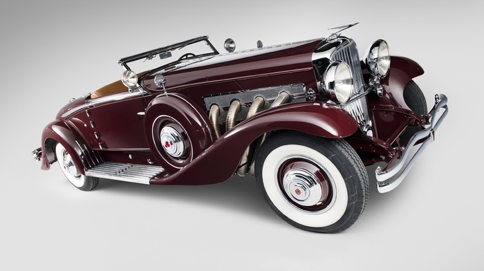 Vintage car, car, Duesenberg Model SJ, simple background