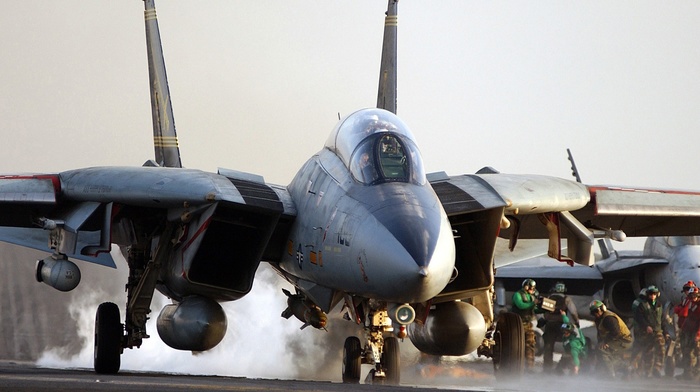 Grumman F, 14 Tomcat, military aircraft, United States Navy, aircraft carrier, aircraft