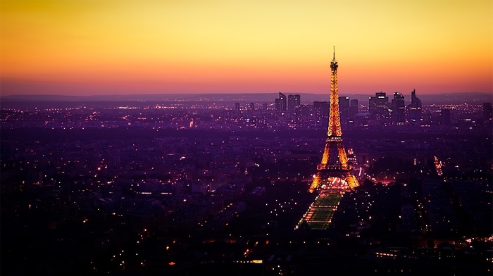 night, Paris, Eiffel Tower, France, landscape