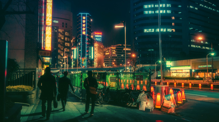 Tokyo, Japanese, bicycle, neon