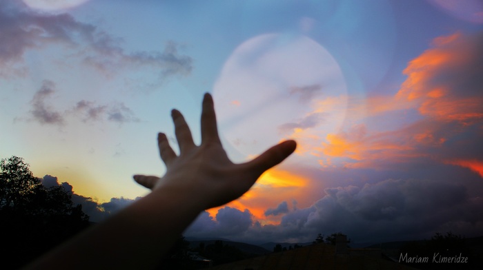 sky, hands, girl outdoors, alone, abstract, red, Sun, sunset, happy, Sunset Overdrive, moon, sunset sarsaparilla, Alone in the Dark, clouds, set