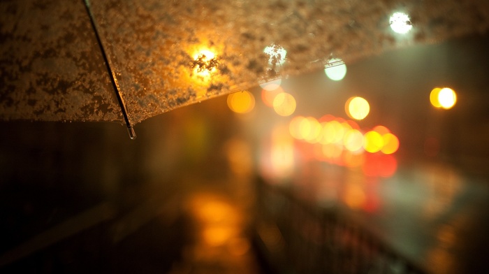 urban, umbrella, depth of field, night, photography, lights